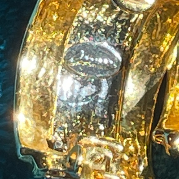 Earrings clip vintage signed silver/gold curved Marked Chunky - Picture 7 of 8